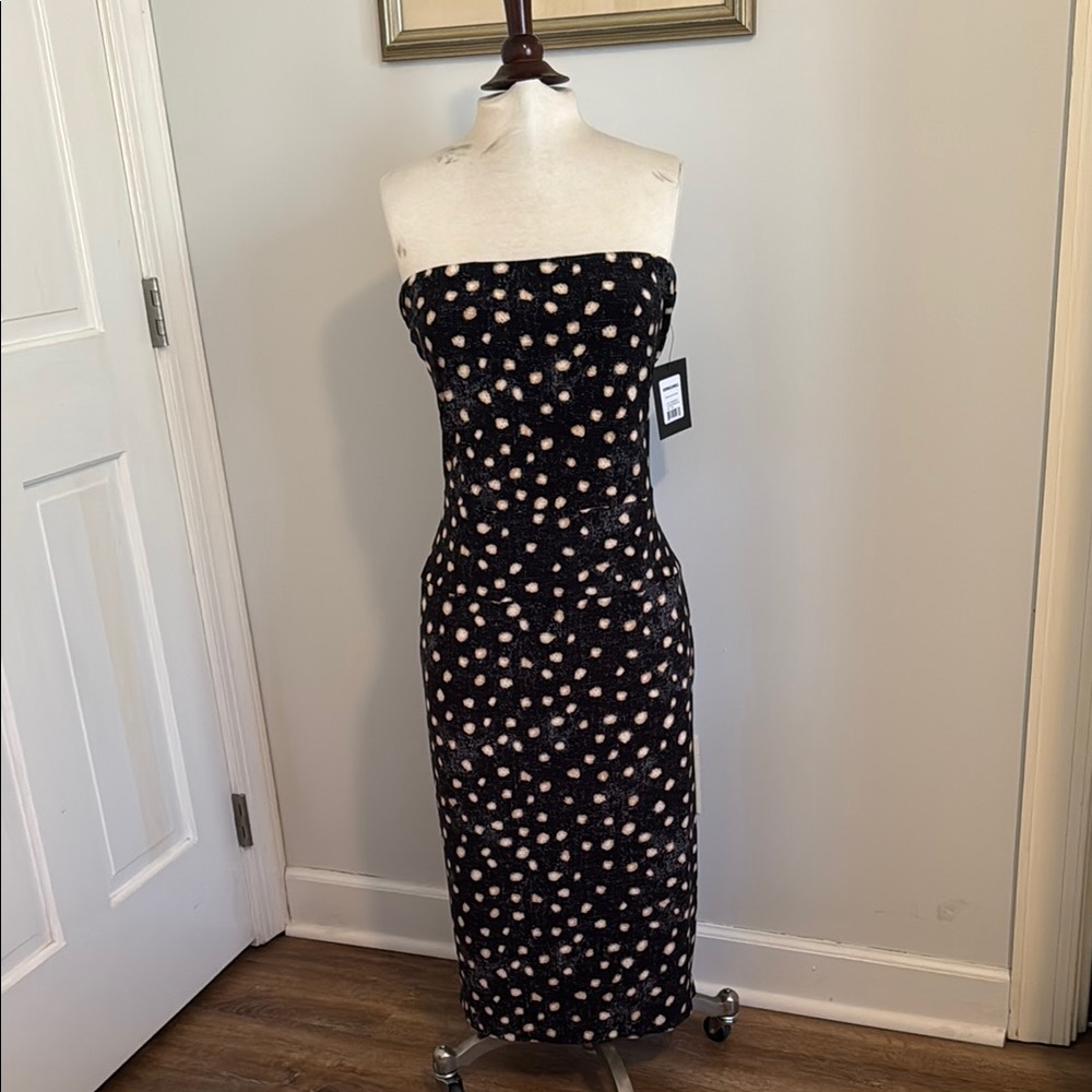 Norma Kamali Black Strapless Stretch Sheath Dress for Cocktail